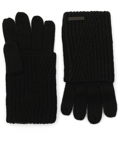 AllSaints Traveling Foldable Cuff Knit Gloves - Black