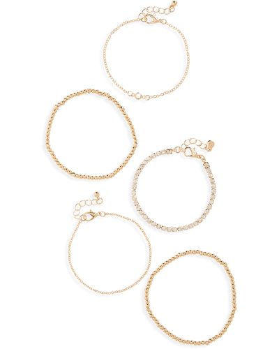 BP. Set Of 5 Chain & Stretch Bracelets - White