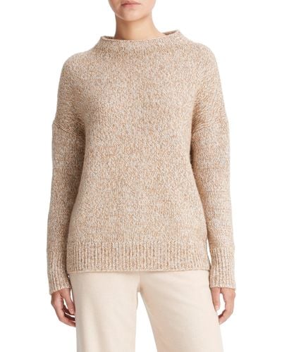 Vince Marled Wool Blend Funnel Neck Sweater - Natural