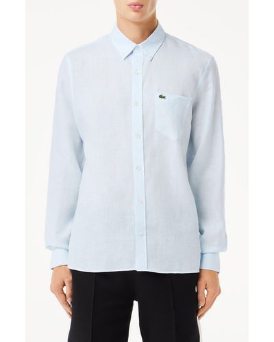 Lacoste Regular Fit Linen Button-down Shirt - White