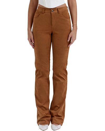 House Of Cb Apollo Faux Suede Five-pocket Pants - Brown