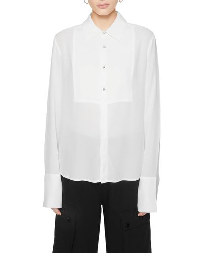 Rebecca Minkoff Ophelia Tie Neck Long Sleeve Button-up Top - White