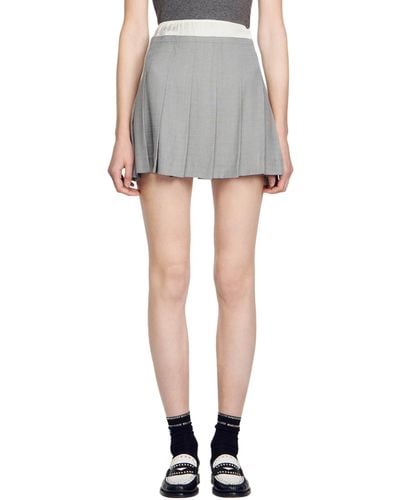 Sandro Libi Pleated Miniskirt - Gray