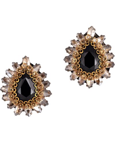 Deepa Gurnani Leesha Crystal Stud Earrings - Black