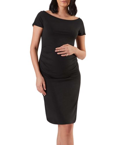 Stowaway Collection Ballet Ruched Maternity Dress - Black