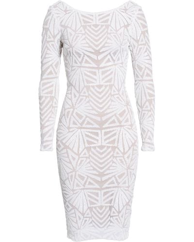 Dress the Population Emery Long Sleeve Sequin Cocktail Dress - White