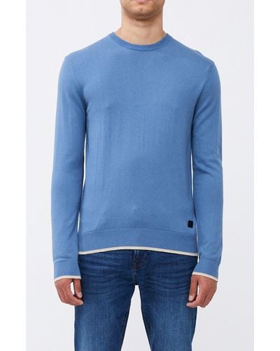 French Connection Tipped Crewneck Sweater - Blue