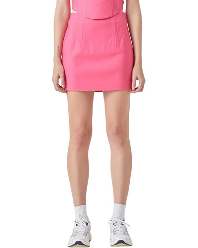 Grey Lab Textured Miniskirt - Pink