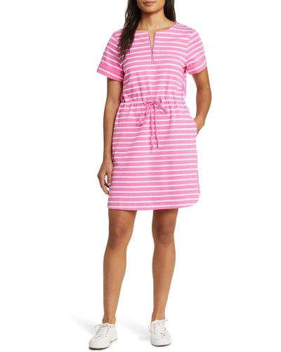 Tommy Bahama Jovanna Stripe Half Zip Dress - Pink