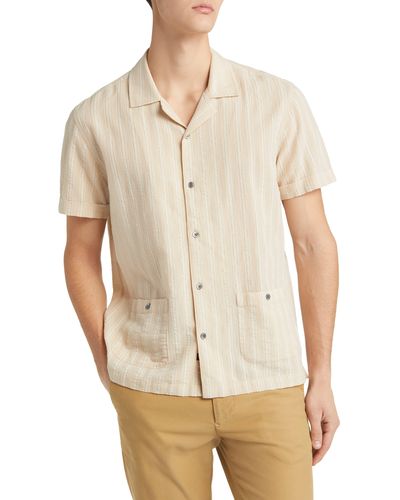 Rails Vice Stripe Short Sleeve Guayabera Shirt - Natural