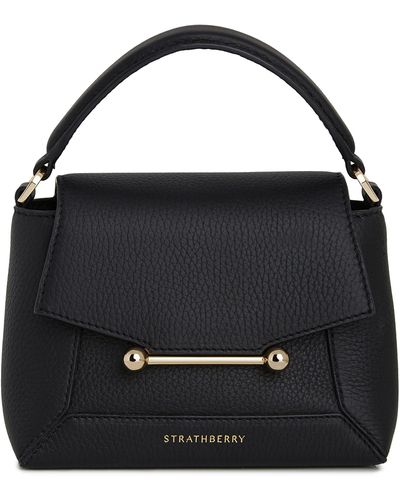 Strathberry Mini Mosaic Leather Top Handle Bag - Black