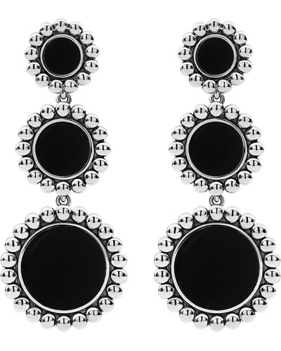 Lagos Maya Circle Triple Drop Earrings - Black