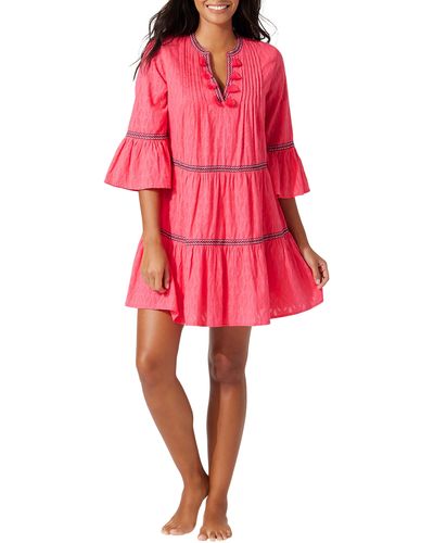 Tommy Bahama Embroidered Tiered Cotton Cover-up Dress