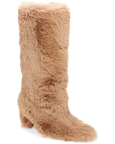 Jeffrey Campbell Fuzzie Faux Fur Pointed Toe Boot - Brown
