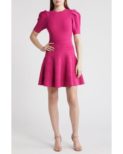 Ted Baker Velvey Puff Sleeve Dress - Pink