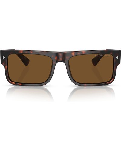 Prada 59mm Polarized Rectangular Sunglasses - Brown
