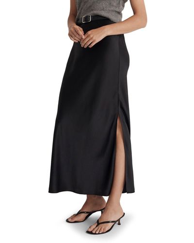 Madewell Satin Slip Skirt - Black