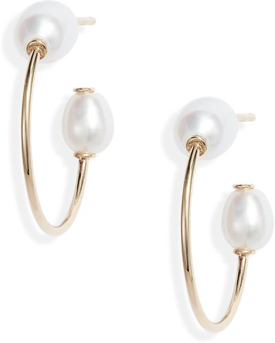 POPPY FINCH Cultured Pearl Oval Hoop Earrings - Multicolor