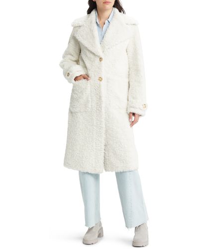 Sam Edelman Faux Shearling Longline Coat - White