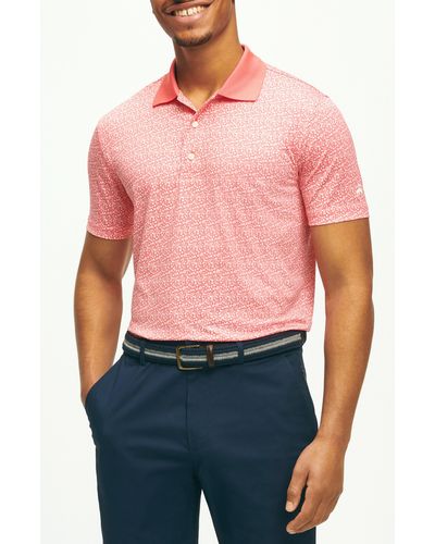 Brooks Brothers Floral Print Performance Golf Polo - Red