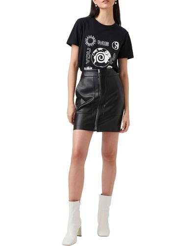 French Connection Crolenda Faux Leather Miniskirt - Black