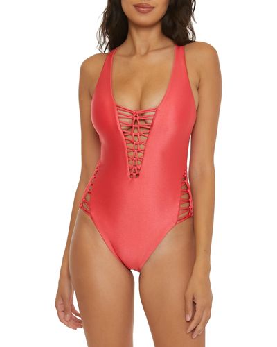 Becca Color Sheen Ladder One-piece Swimsuit - Red