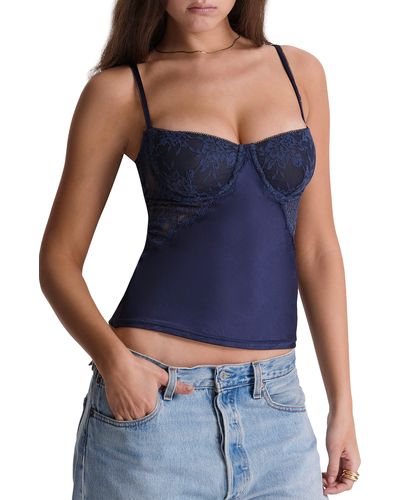House Of Cb Cecilie Lace Corset Camisole - Blue
