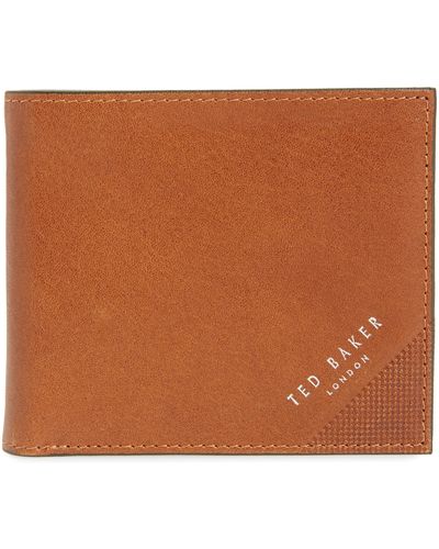 Ted Baker Prug Leather Bifold Wallet - Brown