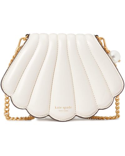 Kate Spade What The Shell Pearlized Smooth Leather Seashell Crossbody - White