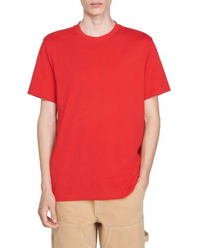 Sandro Logo Cotton T-shirt - Red