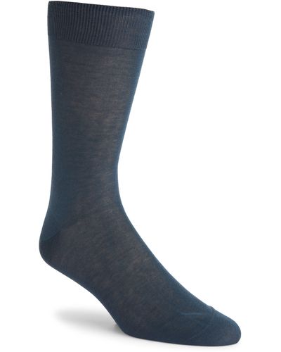Canali Solid Cotton Dress Socks At Nordstrom - Blue