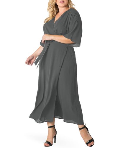 Standards & Practices Short Sleeve Wrap Maxi Dress - Multicolor