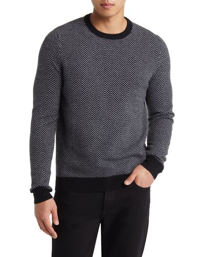 Nordstrom Herringbone Cashmere Crewneck Sweater - Gray