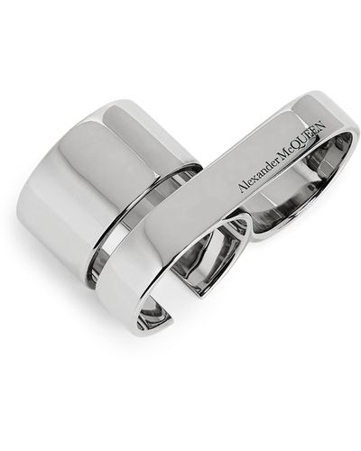 Alexander McQueen Logo Double Band Ring - Gray