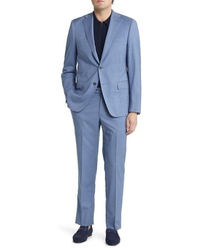Hickey Freeman Solid Wool Suit - Blue