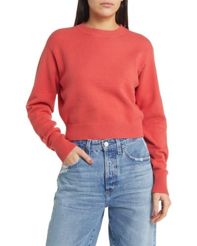 Treasure & Bond Relaxed Pima Cotton Blend Pullover Sweater - Red