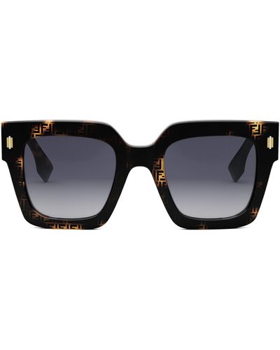 Fendi The Roma 50mm Square Sunglasses - Black