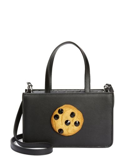 Puppets and Puppets Jewel Cookie Leather Top Handle Bag - Black