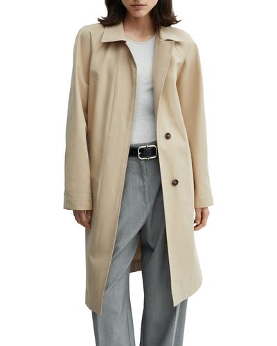 Mango Belted Cotton Trench Coat - Natural