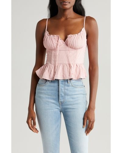 All In Favor Peplum Bustier Camisole In At Nordstrom, Size Large - Pink