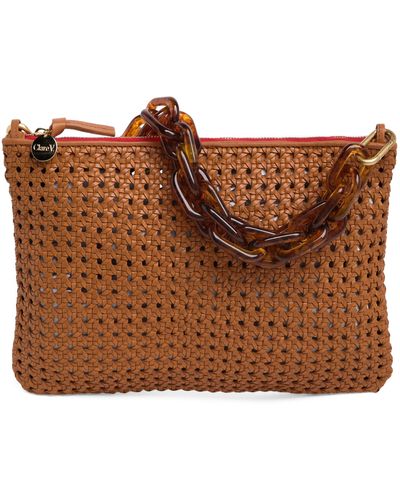 Clare V. Woven Flat Clutch - Brown