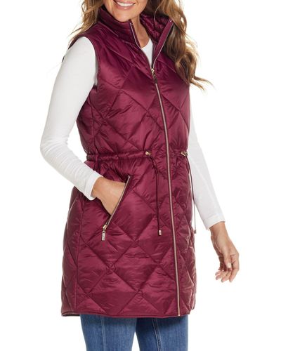 Gallery Diamond Quilted Puffer Vest - Red