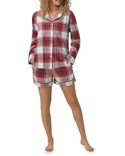 Bedhead Holiday Print Cotton Flannel Short Pajamas - Red