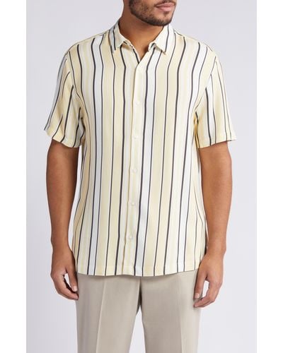 TOPMAN Stripe Short Sleeve Button-up Shirt - Yellow