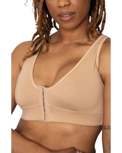 AnaOno Rora Post-surgery Front Close Pocketed Bralette - Brown