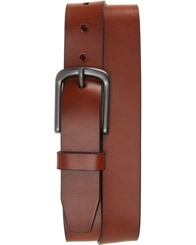Johnston & Murphy Flat Edge Leather Belt - Brown