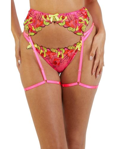 Tiger Peach Mesh Embroidered Thong – Playful Promises
