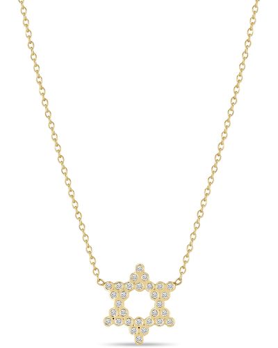 Zoe Chicco Diamond Star Of David Pendant Necklace - Metallic