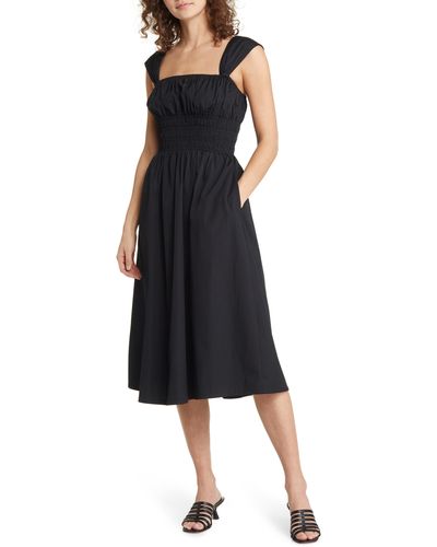 Chelsea28 Smocked Waist Midi Dress - Black