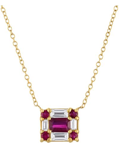 Mindi Mond Ruby & Diamond Cube Pendant Necklace - Multicolor
